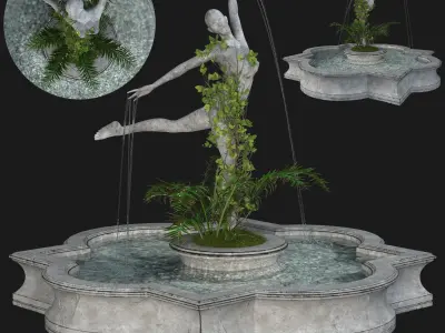 Collection of 9 waterfront models fountain 3D Model Pack