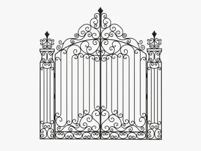 Gate-7 ornate wrought iron gate 3D model