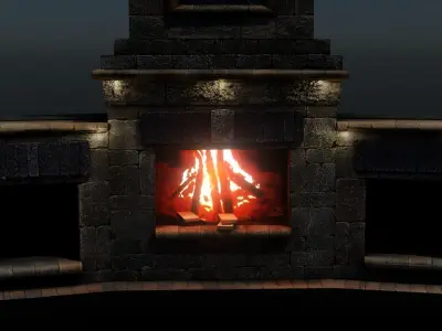 Outdoor Fireplace 1 Low-poly 3D model