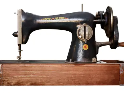 Sewing machine tool old damaged da1 Low-poly 3D model