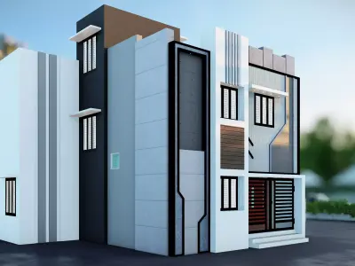 3 Stunning House Elevation 3D Models for Your Dream Home 3D model