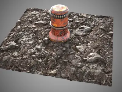 Stone ground tile Low-poly 3D model