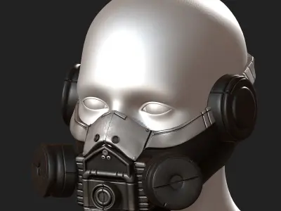Gas mask helmet scifi futuristic military  Low-poly 3D model buy