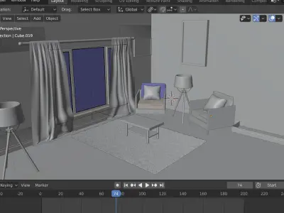 Interior Sofa lamp window 3D model