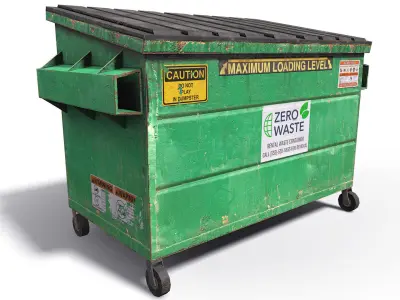 Worn Dumpster Trash can Outdoor Low Poly Game Asset Low-poly 3D model