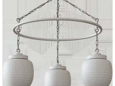 OTERSKEN Pendant lamp with 3 lights clear glass 3D model