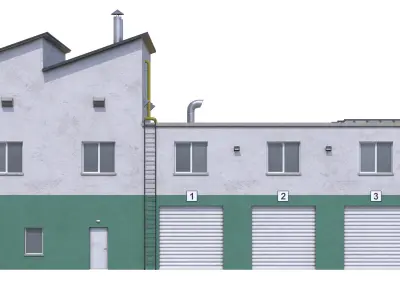 Industrial Building 15 Green Low-poly 3D model