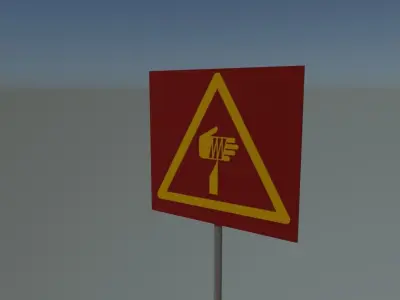 Sign cut hazard Low-poly 3D model