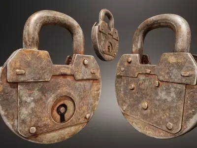 Old metal Lock Low-poly 3D model