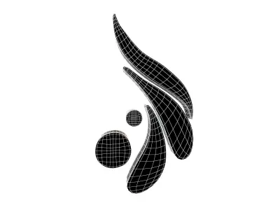 Wave Symbol v3 002 Low-poly 3D model