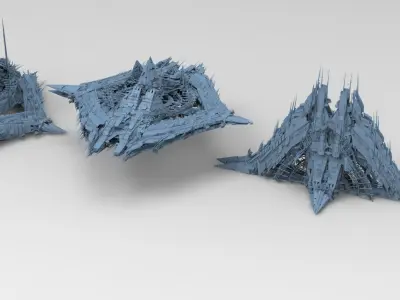 Cyberpunk magma oil rig fountain series 1  3D model