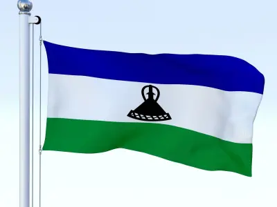 Animated Lesotho Flag Low-poly 3D model