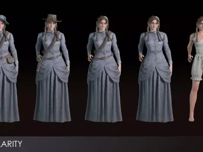 Western Character Kate - Wild West Cowboy Cowgirl Woman Girl Low-poly 3D model