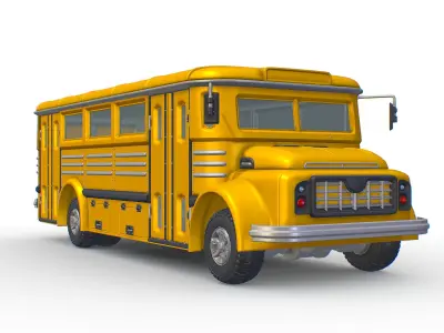 Retro School Bus - HighPoly 3D model