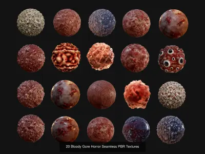 166 Horror Gore Sci-fi Seamless PBR Textures Collection 01 Texture