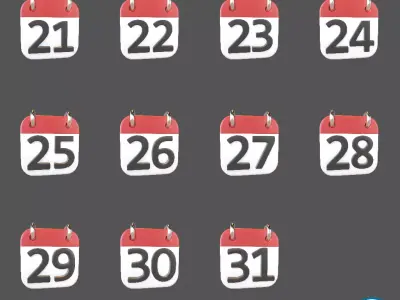 Calendar 21 To 31 Icon Pack Vol 1 3D model