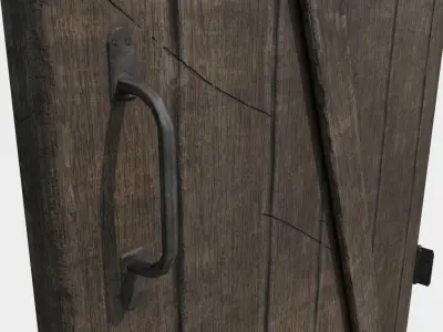 Medieval door and window Low-poly 3D model