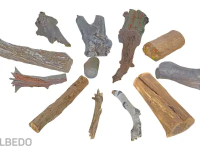 Tree Logs Low-poly 3D model