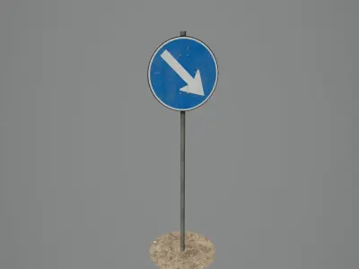 Road Sign 07 - Mandatory Way - Right Low-poly 3D model