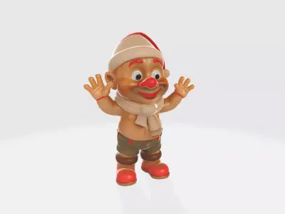 Festive Gingerbread Elf Character Mascot Low-poly 3D model