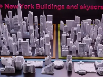 100 High Detailed New York Buildings and Skyscrapers 3d print 3D print model