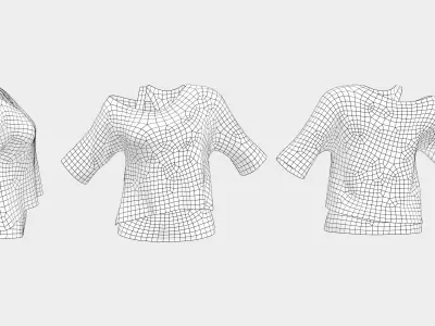 Tank Top With Off Shoulder Batwing Top Low-poly 3D model