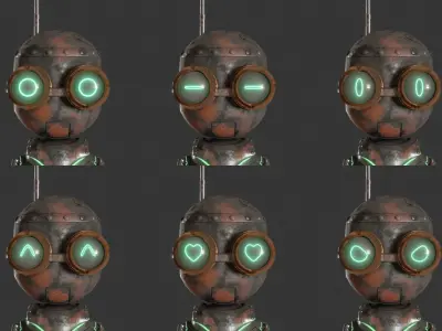 Rigged Baby Robot Dark 3D model