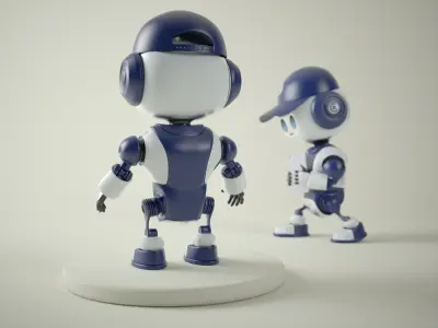 RoboBuddy  Futuristic Mascot Robot Low-poly 3D model