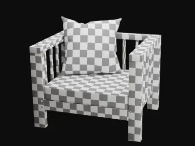 Modern Minimalist Wooden Armchair 3D model
