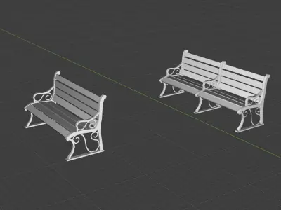 Urban Park Benches Low-poly 3D model
