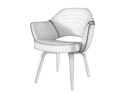 Saarinen Executive Armchair with Wooden Legs 3D model