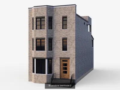 Brownstone architecture 3D Model Pack