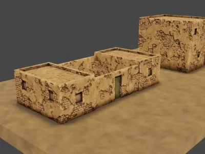 Desert Village Houses Low-poly 3D model
