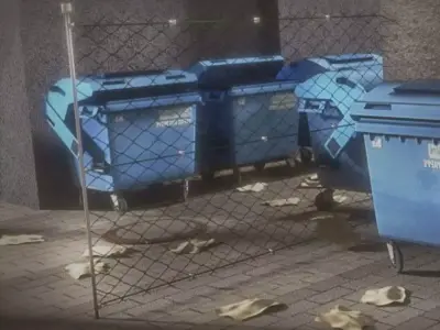 Garbage container with ragdoll setup Low-poly 3D model