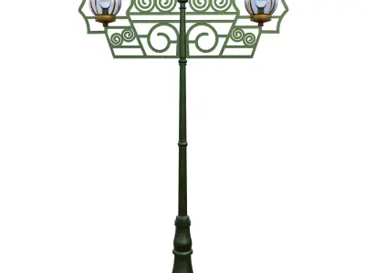 Green Oriental Street Lamp Lantern Low Poly PBR Game Ready Low-poly 3D model