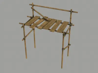 Modular Wooden Scaffold PBR Low-poly 3D model