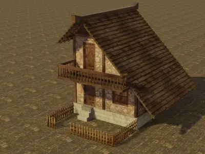 Medieval house 11 Low-poly 3D model