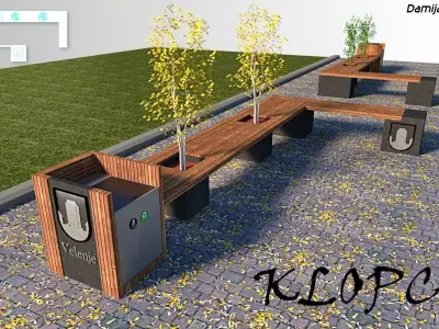  street park modern bench 3d model Free low-poly 3D model