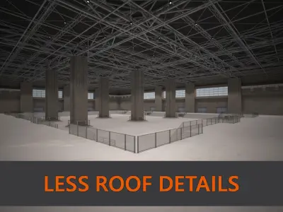 Hall 3D low poly - Multifunctional hall Low-poly 3D model