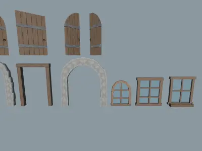 door and window pack Free low-poly 3D model