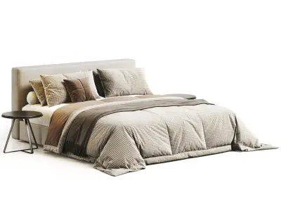 West Elm Curved Modern Upholstered Bed 3D model