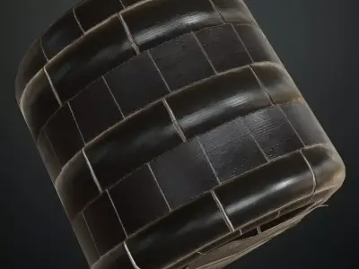 Glossy Obsidian Stacked Convex Tiles PBR Seamless Texture