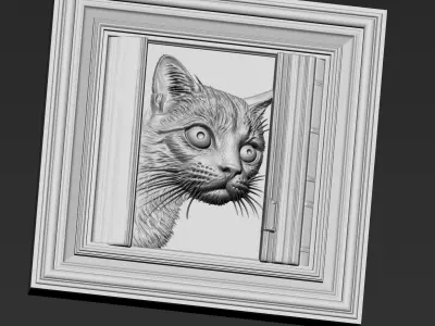 Cat Looking Out the Window A57 3D print model purchase