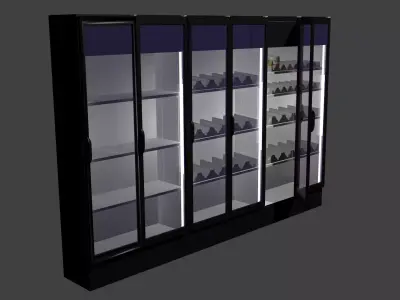 Convenience Store Fridge - minimally stocked Low-poly 3D model