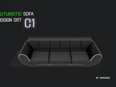Futuristic Sofa Design Set - C1 with  STL Low-poly 3D model
