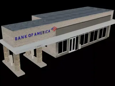 City Building Bank of America Low-poly 3D model
