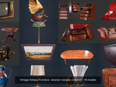 Vintage Antique Furniture  victorian modular collection 3D Model Pack