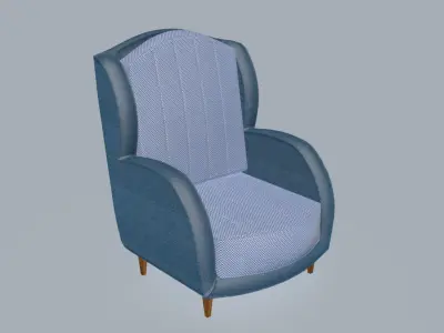 Bow-arms smooth armchair 3D model