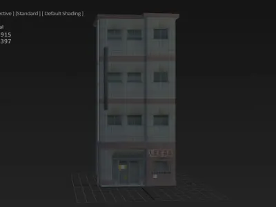 Asian Old Building Low-poly 3D model
