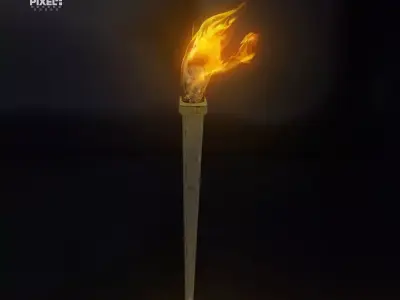 Medieval Torch V02 Low-poly 3D model
